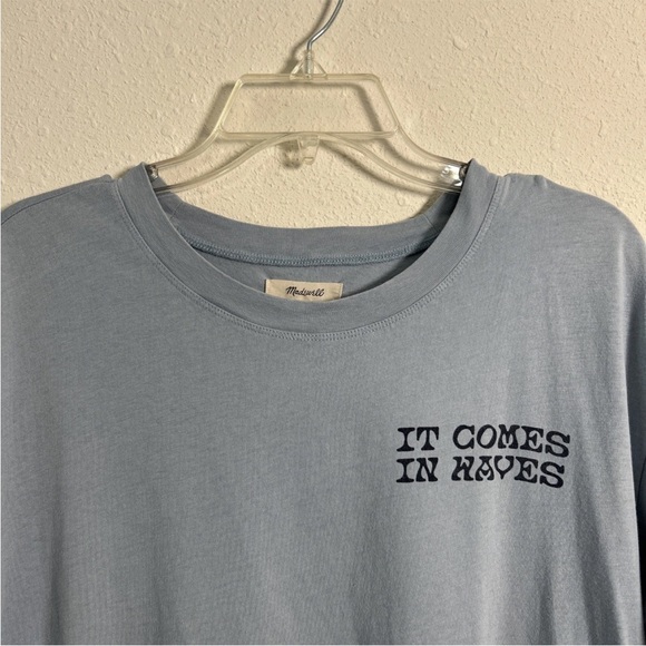 Madewell Women’s Med Blue T-Shirt It Comes In Waves 100% Cotton Short Sleeves - Picture 2 of 11